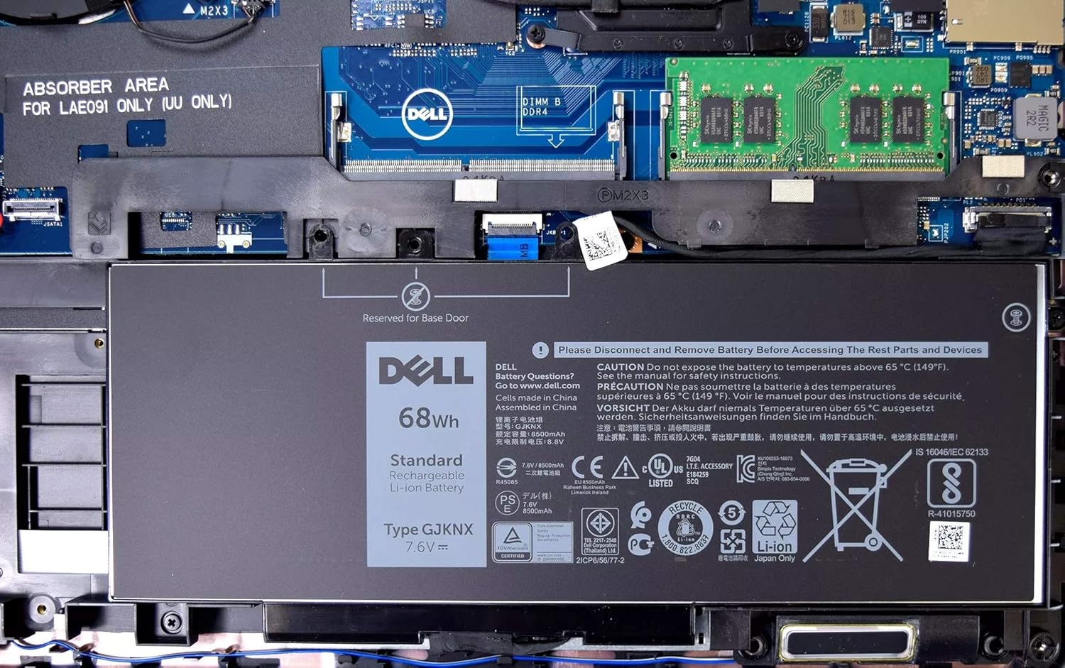Original GJKNX Dell 4-cell 68 Wh Lithium-Ion Replacement Battery for DELL Latitude Latitude 5280 5290 5480 5490 5491 5495 5580 5590 5591, DELL Precision 3520 Precision 3530 Laptop