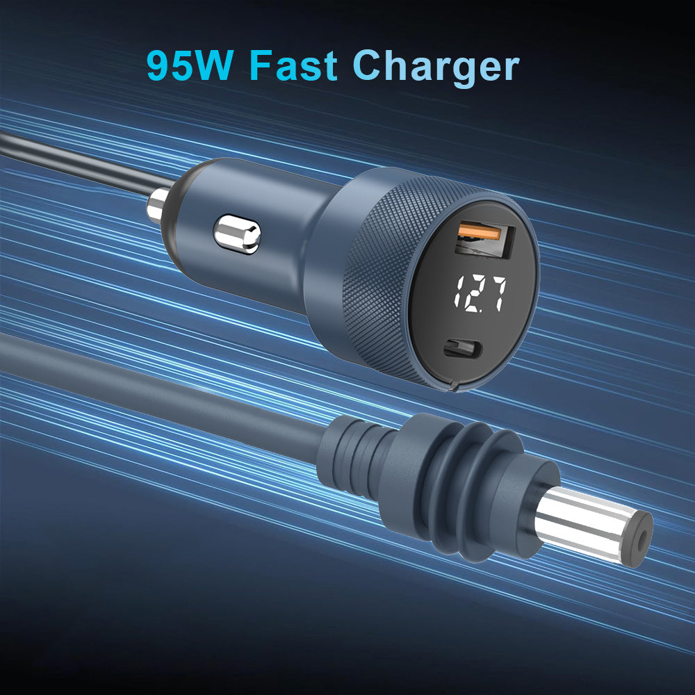 95W Car Charger for Starlink Mini | Dual Port DC Power Adapter 12V–24V | On-Bright Chip, LED Display